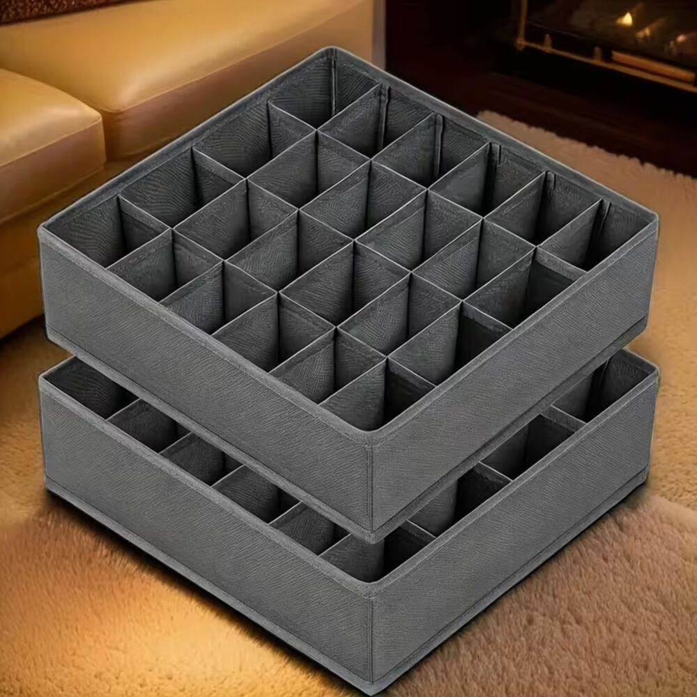 2 pack Sock & Underwear Drawer Organizer Set Fabric Dividers Storage NWT Gray